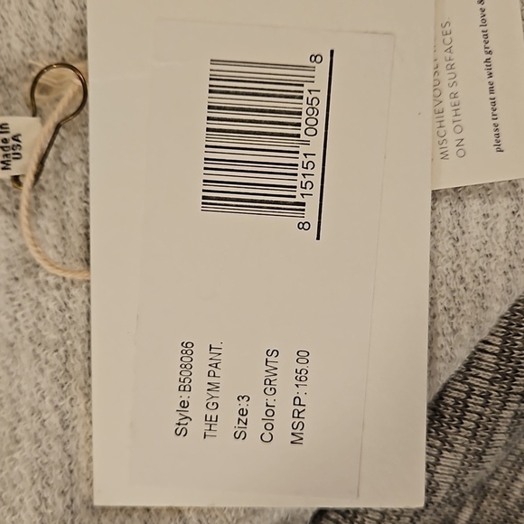 💕THE GREAT💕 The Gym Pant ~ Gray with White Stripes Distressed Size 3 Large NWT - Picture 13 of 15